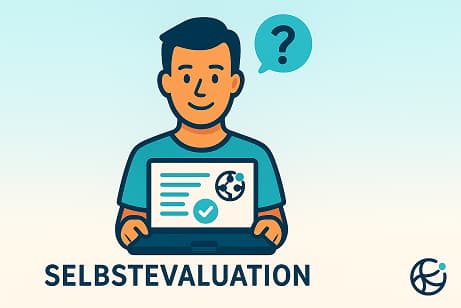 Illustration: Selbstevaluation der KI-Fitness für Organisationen - Jung und dynamisch gestaltet